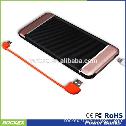 High capacity new design 8000mah Powerbank with led indicator light touch usb cable inside